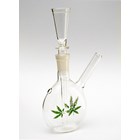 Glass Bottle Bong with Cannabis Leafs